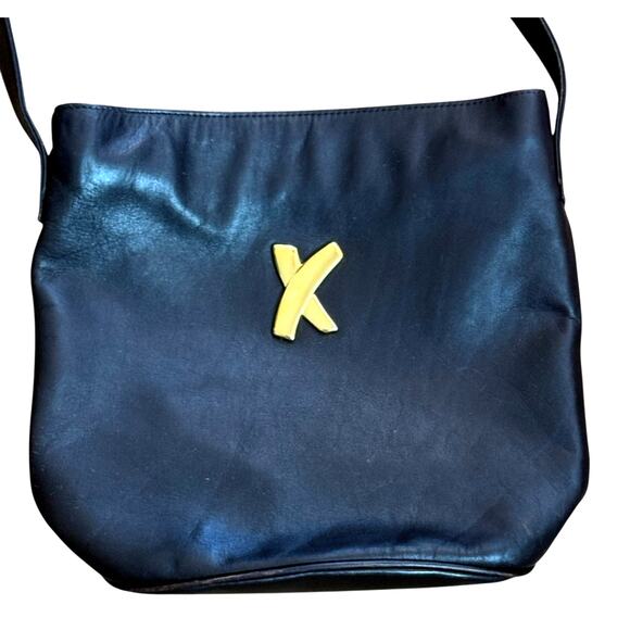 Paloma Picasso Dark Brown Leather Crossbody Purse Gold Logo Made in Italy - Picture 2 of 15